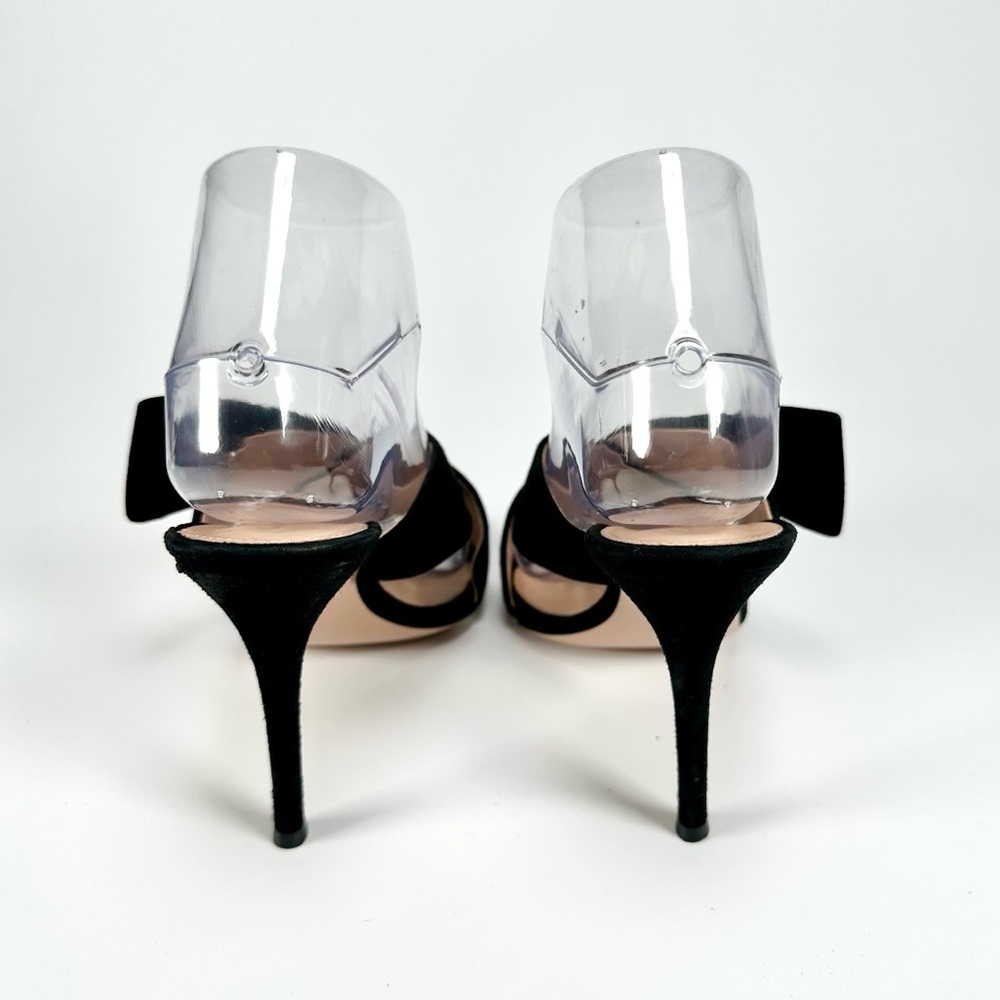 Gianvito Rossi Milano Black Suede Ribbon Slip On Heels - Picture 7 of 14